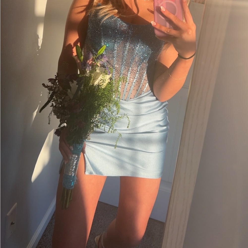 Blue Sparkling Mini Dress
